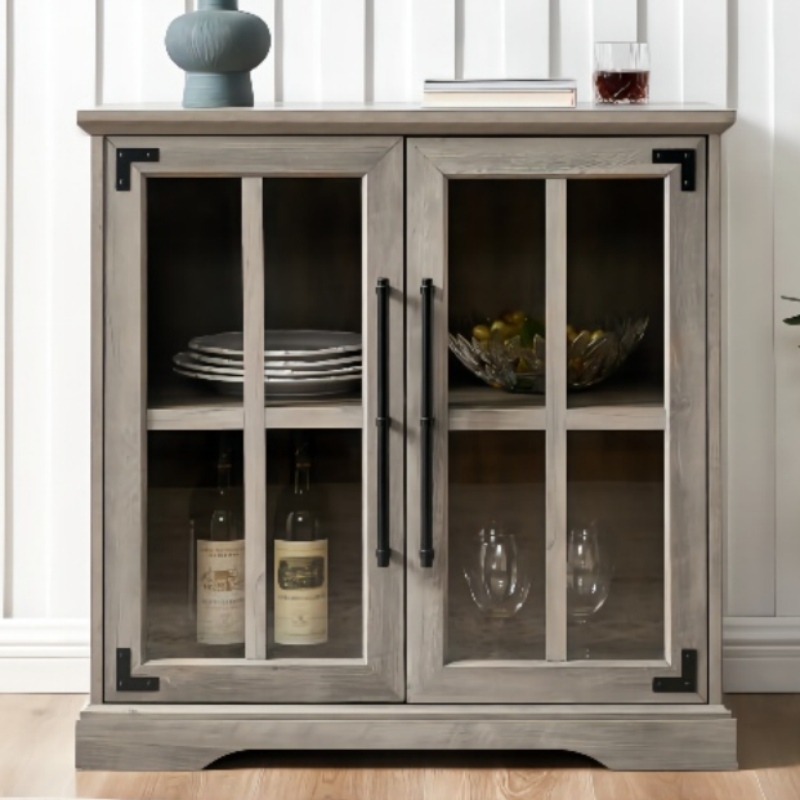 Outdoors Walnut Wood MDF Μικρά τραπέζια μπουφές μπουφέ με συρόμενες πόρτες αχυρώνα