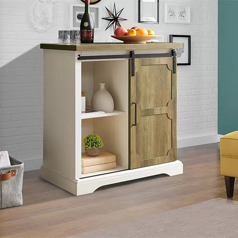 Outdoors Walnut Wood MDF Μικρά τραπέζια μπουφές μπουφέ με συρόμενες πόρτες αχυρώνα